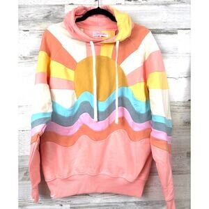 Simply Southern Womens M Multi Color Boho Patchwork Sun Beach Hoodie Sweatshirt